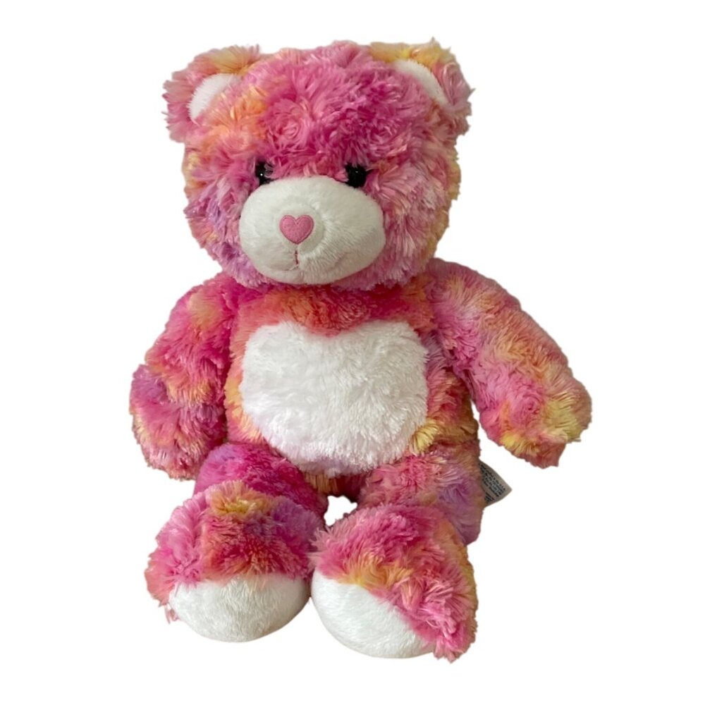 Build-A-Bear Workshop Endless Hugs Bear 17 inch Plush Pink Orange Tie-Dye Hearts
